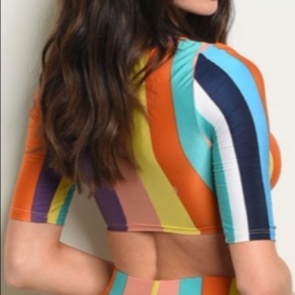Rainbow stripe crop top, NEW! - Picture 2 of 8